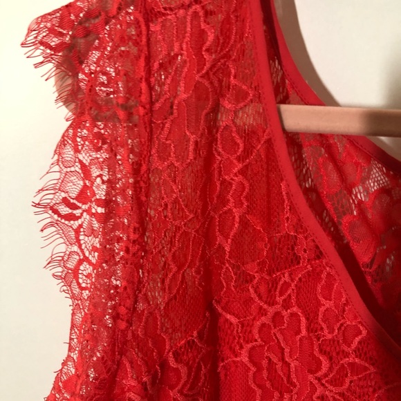 Coral Lace Overlay Dress Torrid 3 - Picture 2 of 7